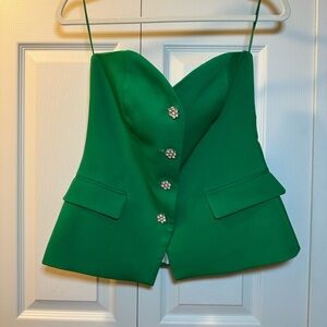 Zara Vibrant Green Strapless Top